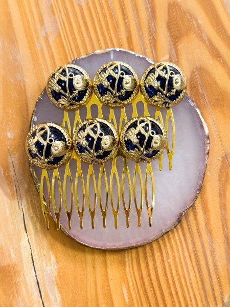 2 PEINAS ESFERA  MARINO Y ORO